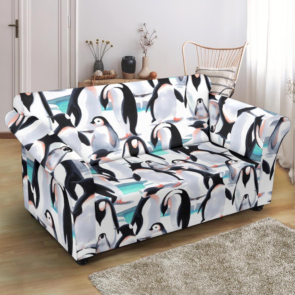 Pattern Print Penguin Loveseat Cover-grizzshop