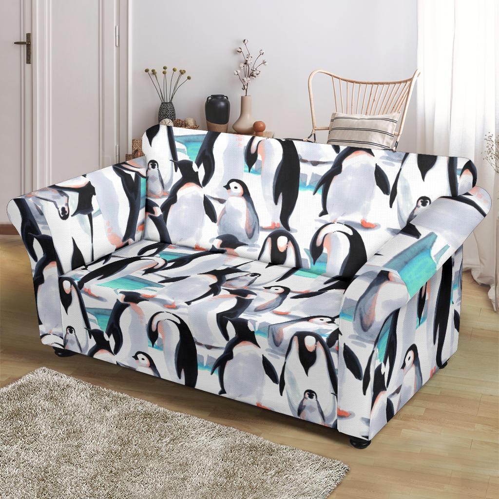 Pattern Print Penguin Loveseat Cover-grizzshop