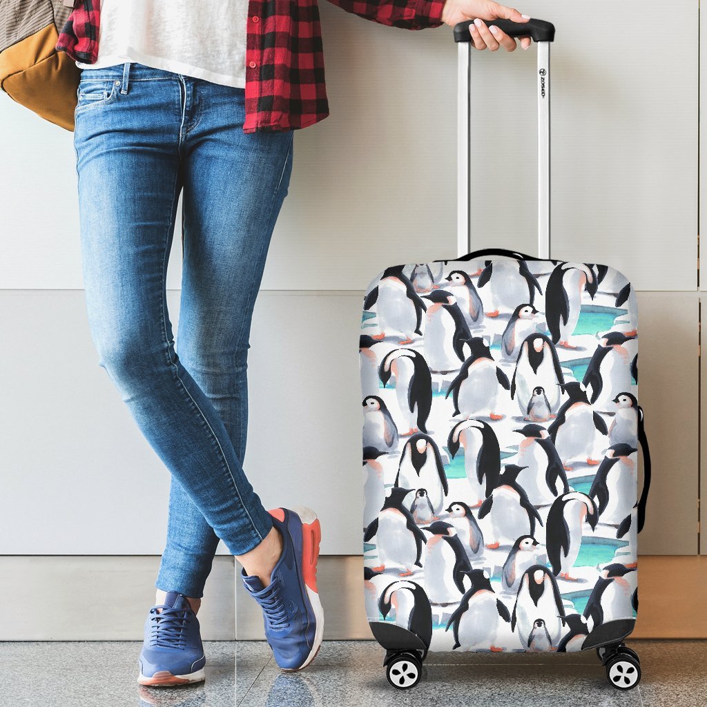 Pattern Print Penguin Luggage Cover Protector-grizzshop