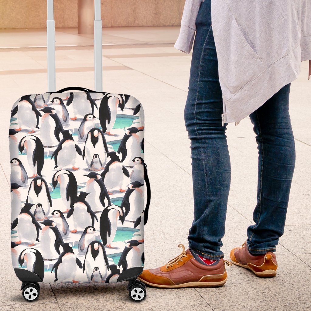 Pattern Print Penguin Luggage Cover Protector-grizzshop