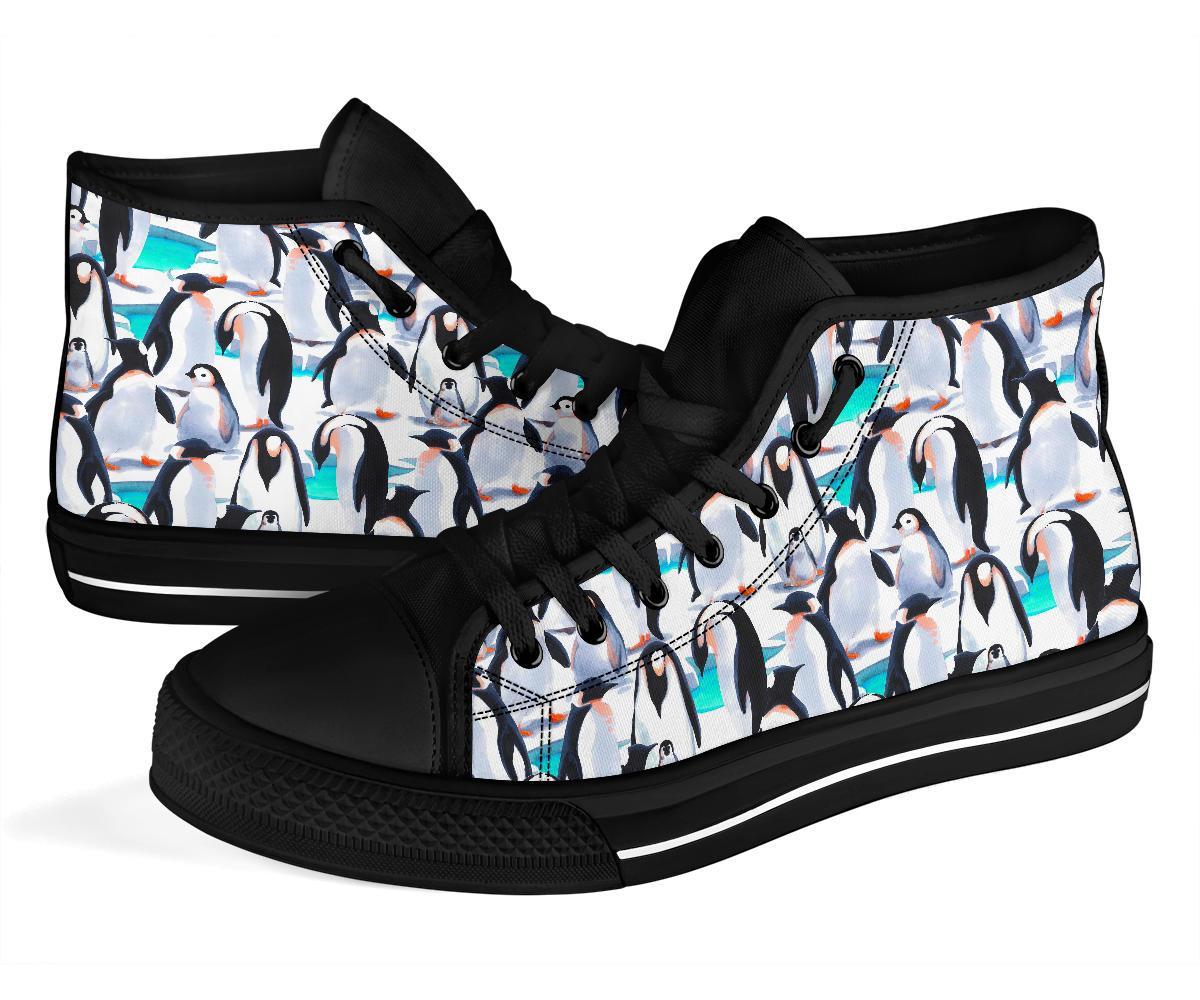 Pattern Print Penguin Men Women's High Top Shoes-grizzshop