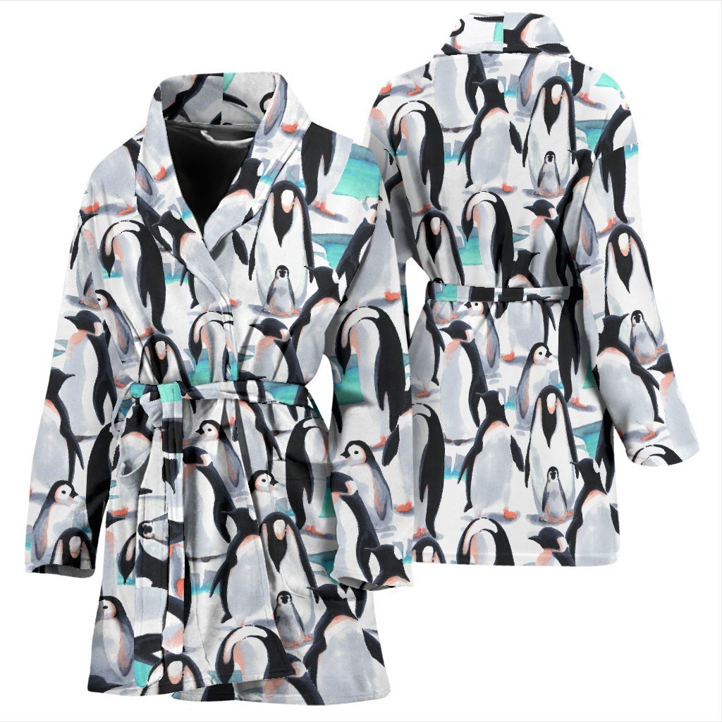 Pattern Print Penguin Pattern Print Women Long Robe-grizzshop