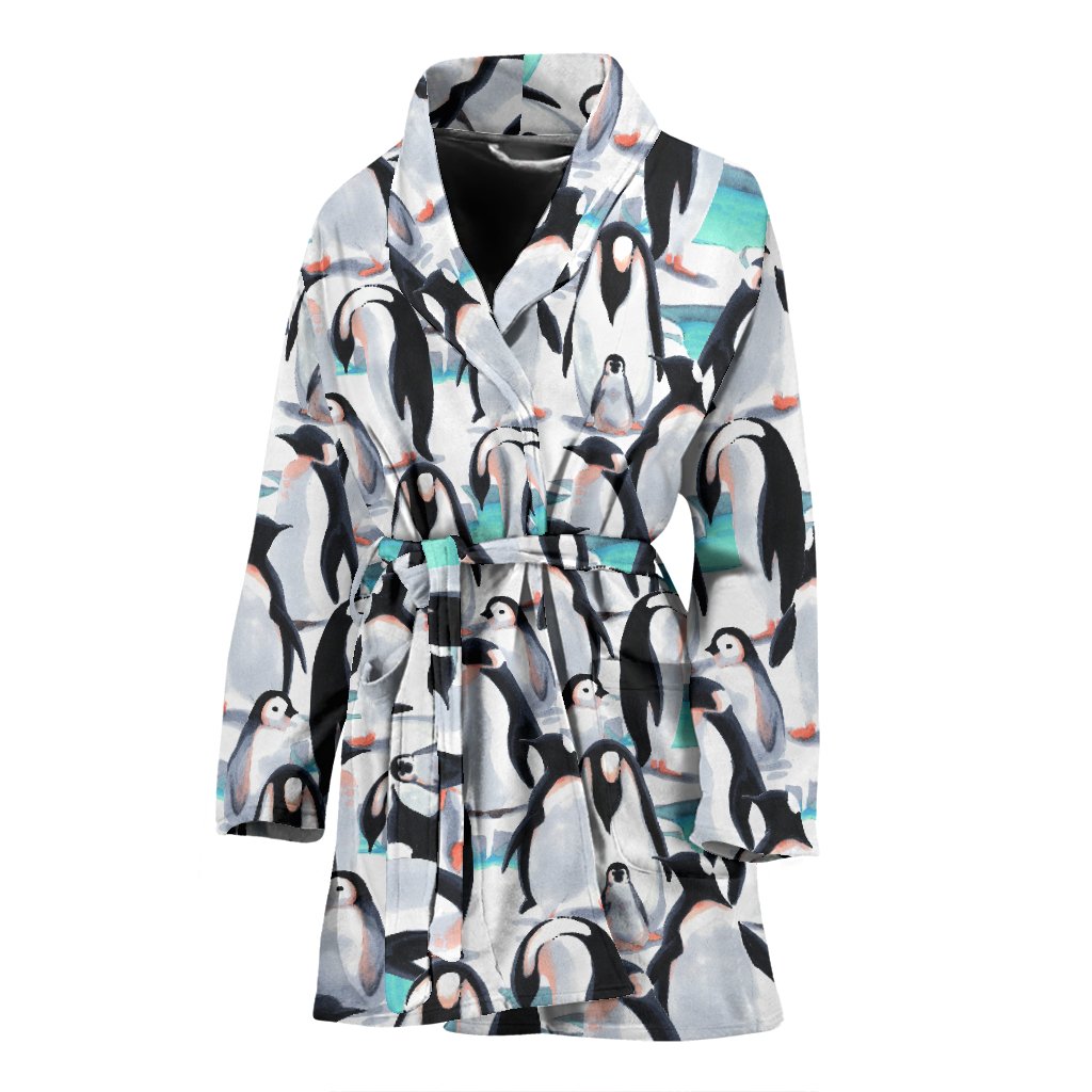 Pattern Print Penguin Pattern Print Women Long Robe-grizzshop