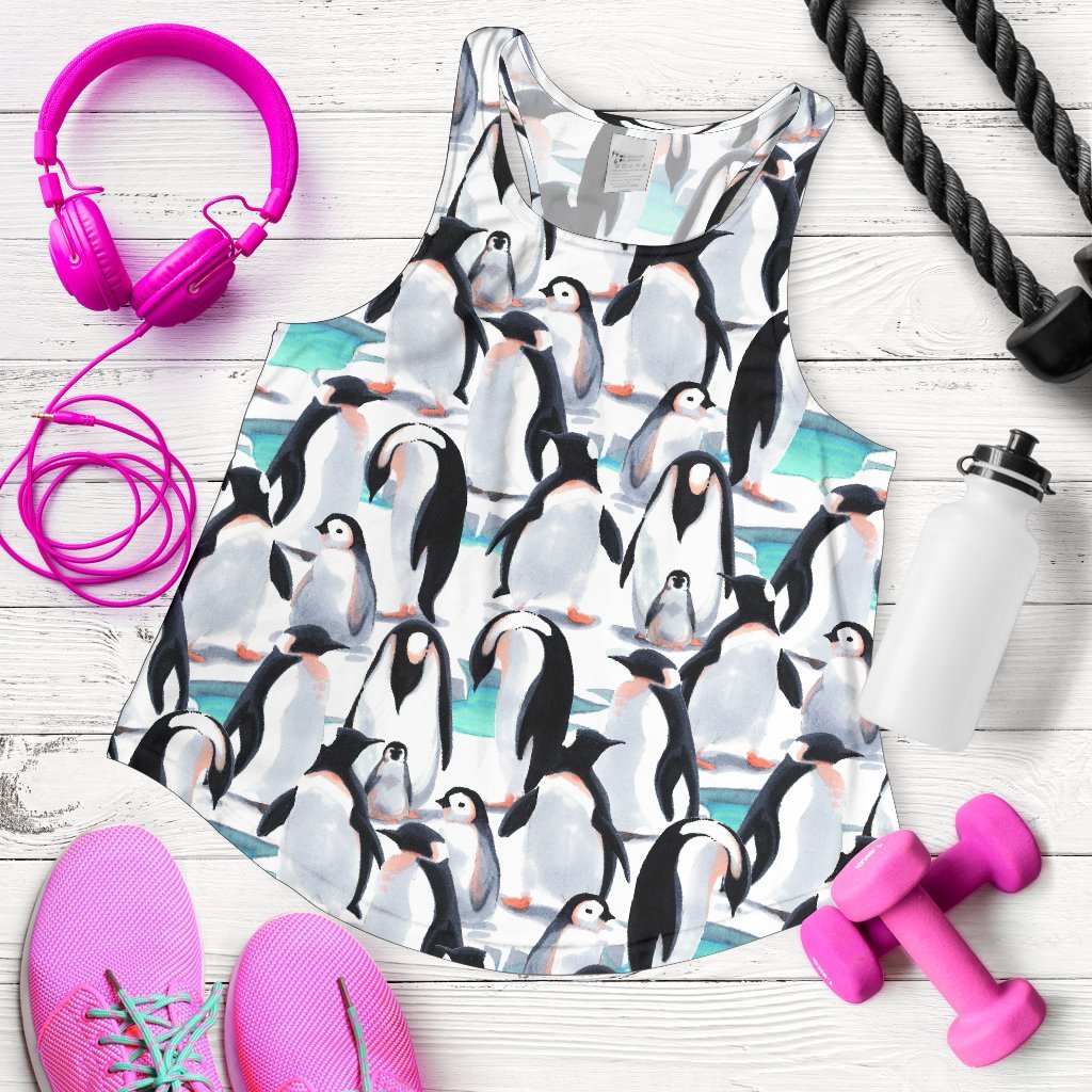 Pattern Print Penguin Women's Racerback Tank Tops-grizzshop