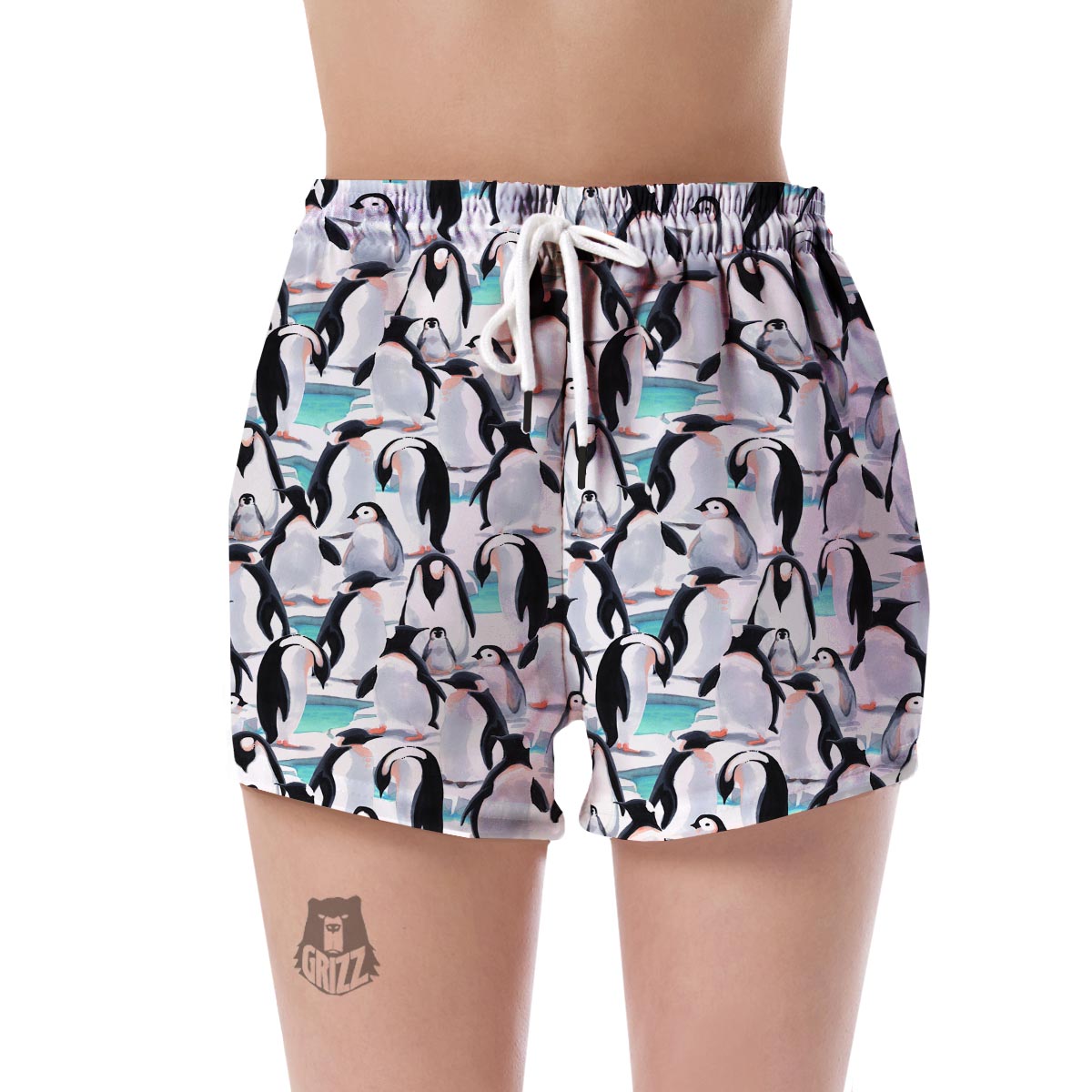 Pattern Print Penguin Women's Shorts-grizzshop