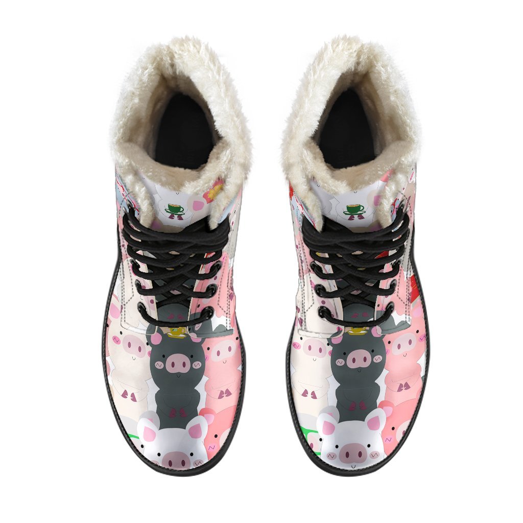 Pattern Print Pig Comfy Winter Boots-grizzshop