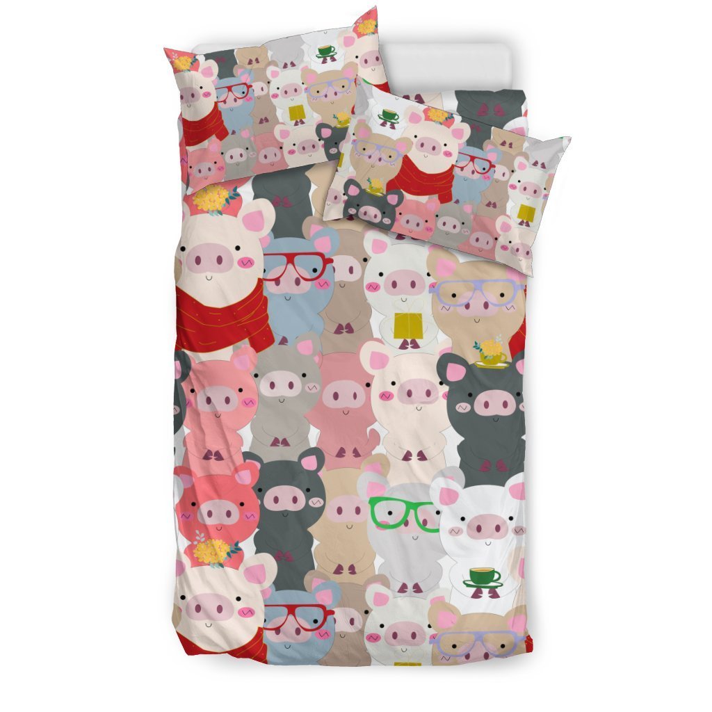 Pattern Print Pig Duvet Cover Bedding Set-grizzshop