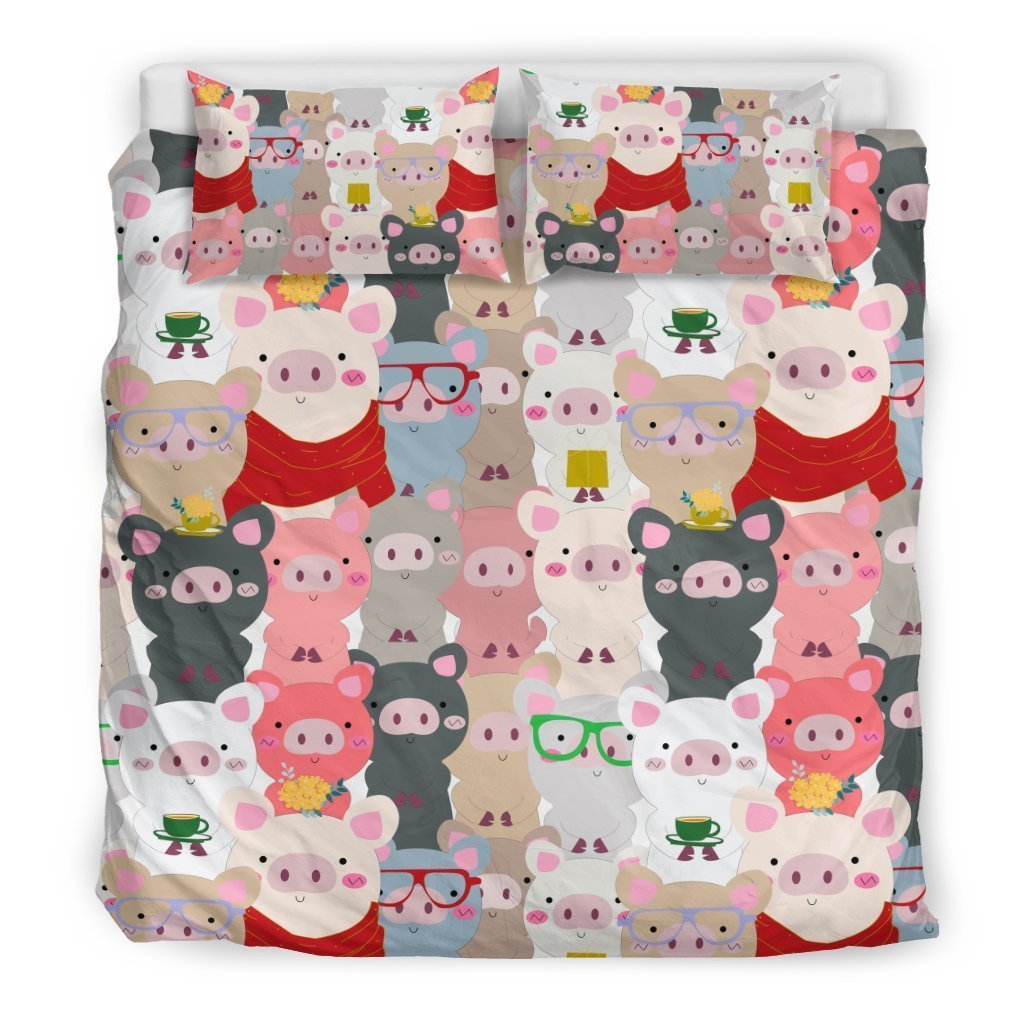 Pattern Print Pig Duvet Cover Bedding Set-grizzshop