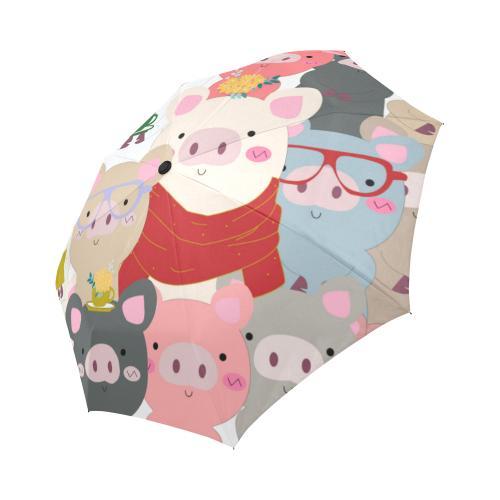 Pattern Print Pig Foldable Umbrella-grizzshop