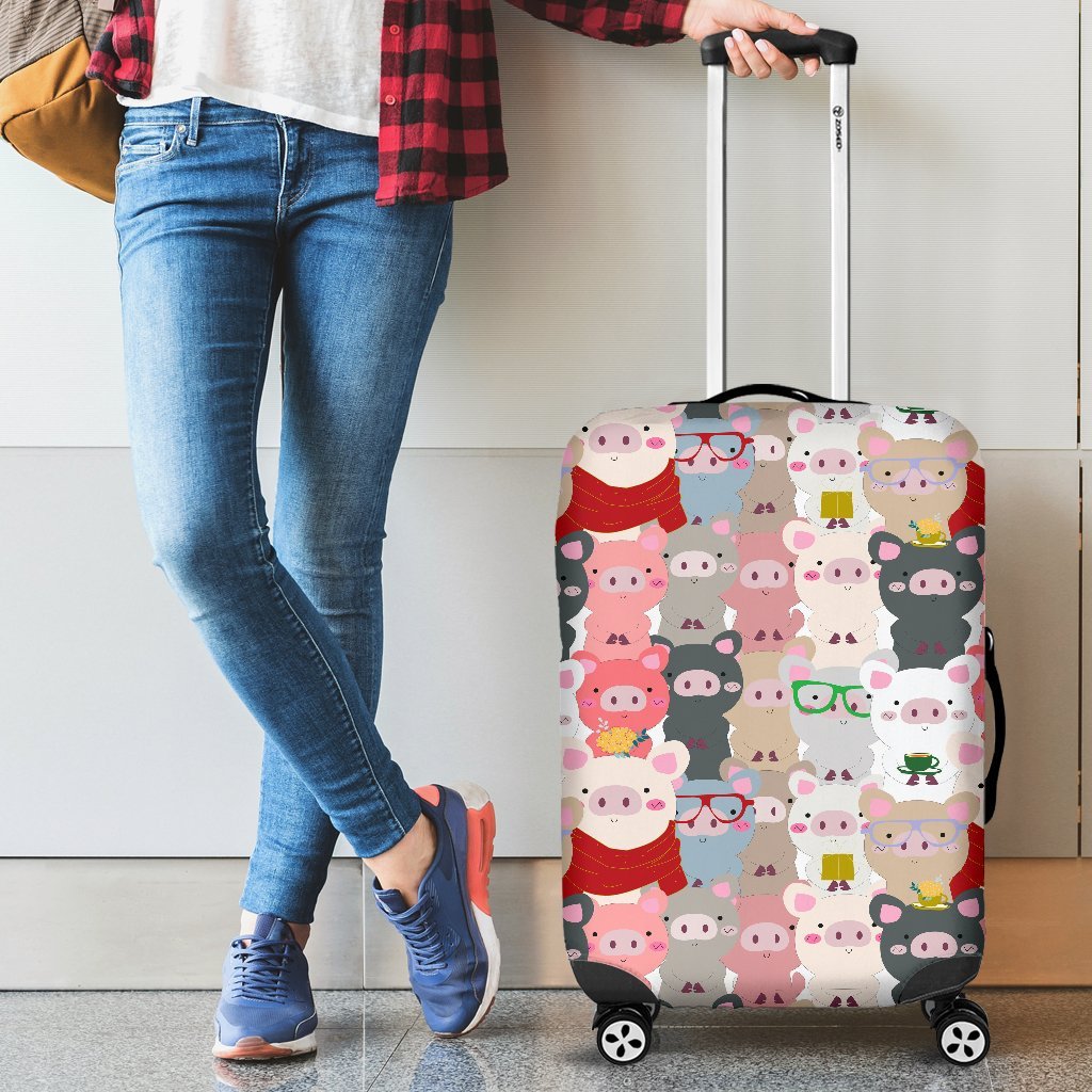 Pattern Print Pig Luggage Cover Protector-grizzshop
