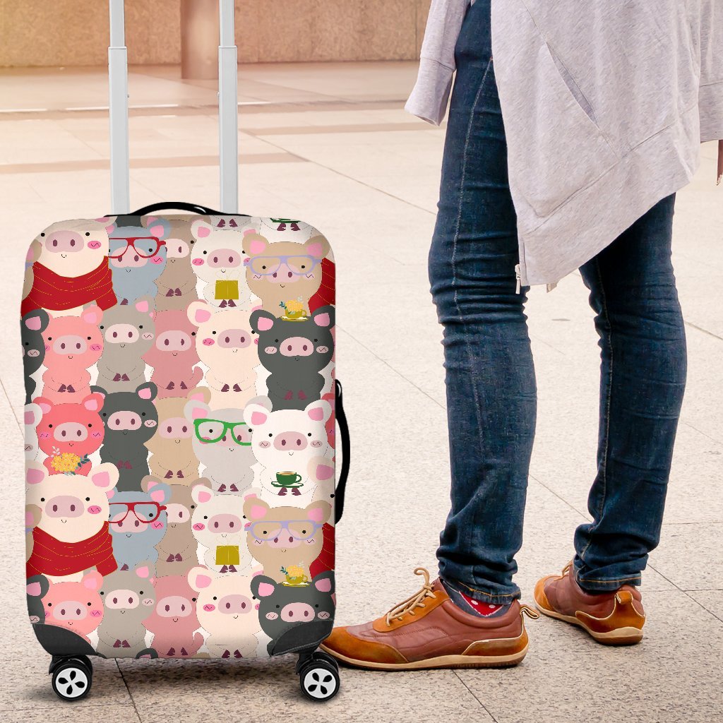 Pattern Print Pig Luggage Cover Protector-grizzshop
