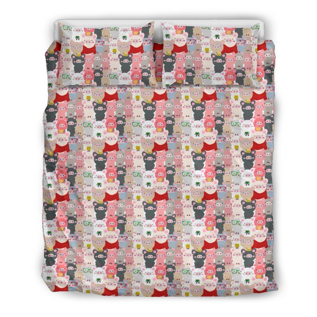 Pattern Print Pig Pillow & Duvet Covers Bedding Set-grizzshop