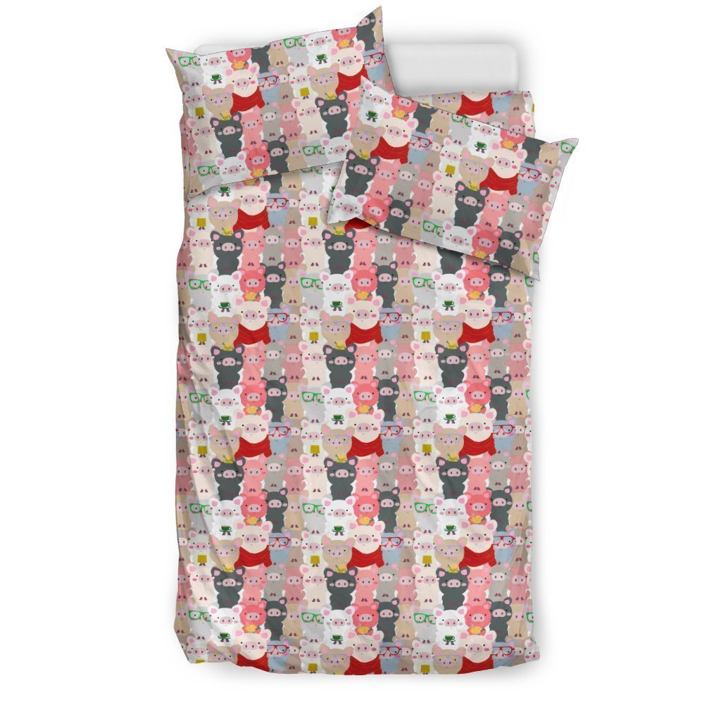 Pattern Print Pig Pillow & Duvet Covers Bedding Set-grizzshop