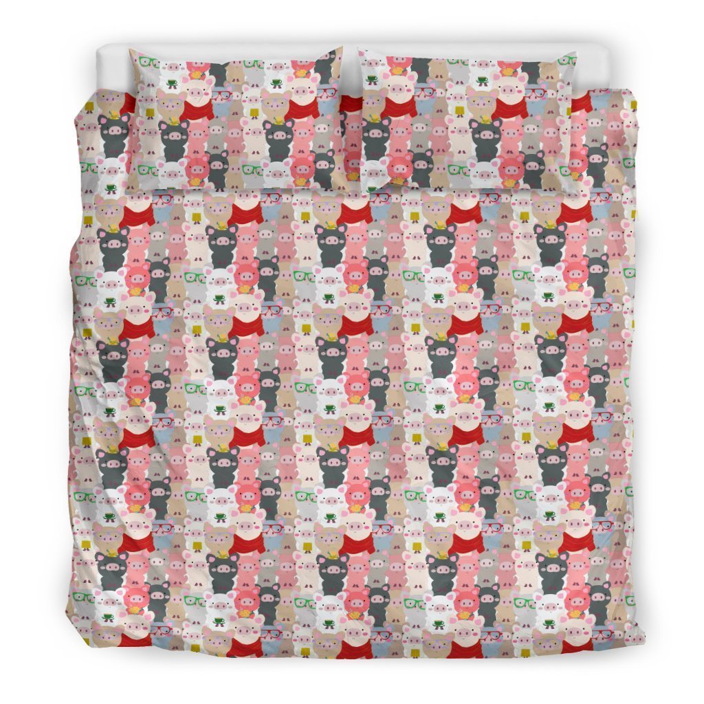 Pattern Print Pig Pillow & Duvet Covers Bedding Set-grizzshop