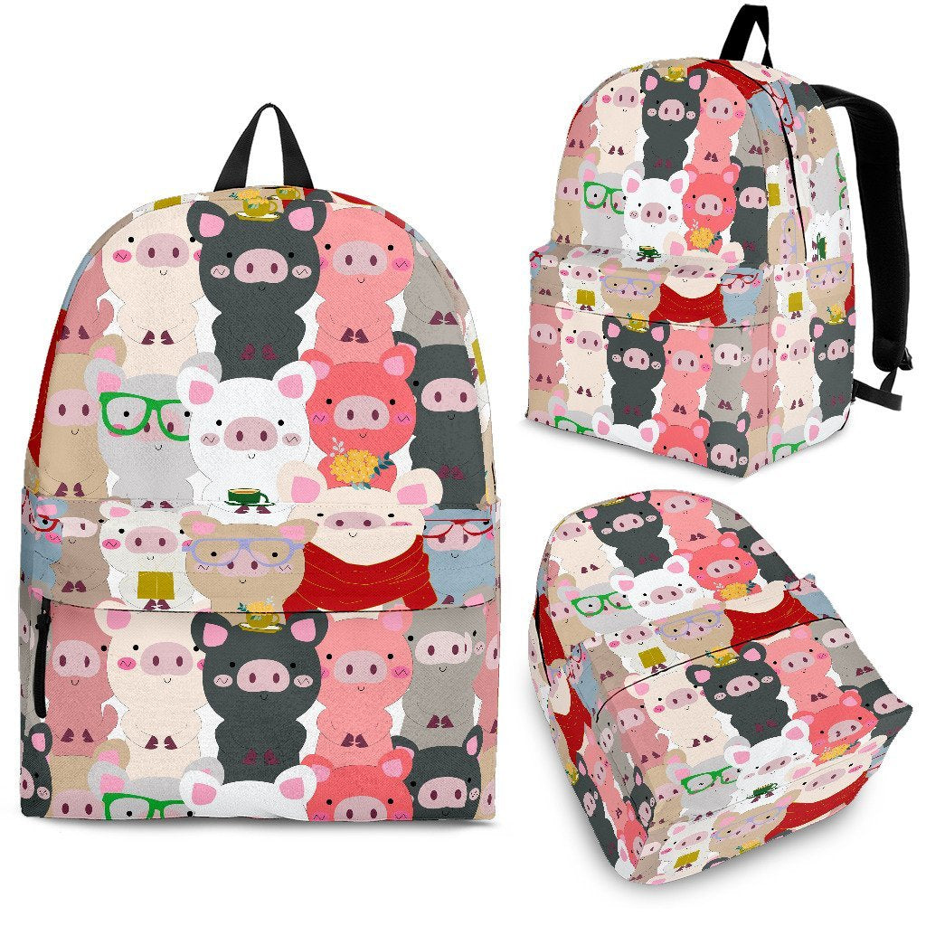 Pattern Print Pig Premium Backpack-grizzshop