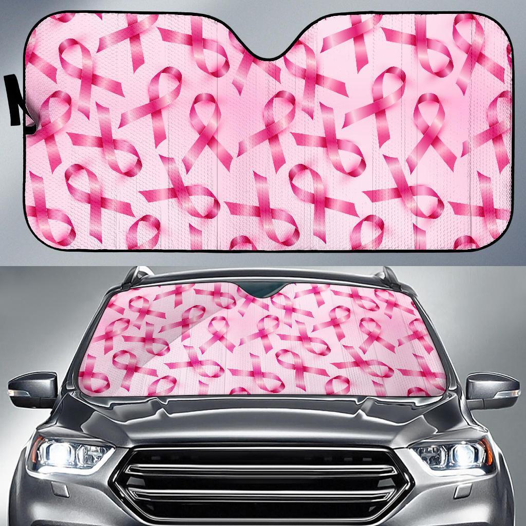 Pattern Print Pink Ribbon Breast Cancer Awareness Car Sun Shade-grizzshop