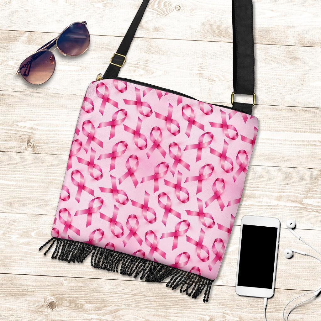 Pattern Print Pink Ribbon Breast Cancer Awareness Crossbody Bags-grizzshop