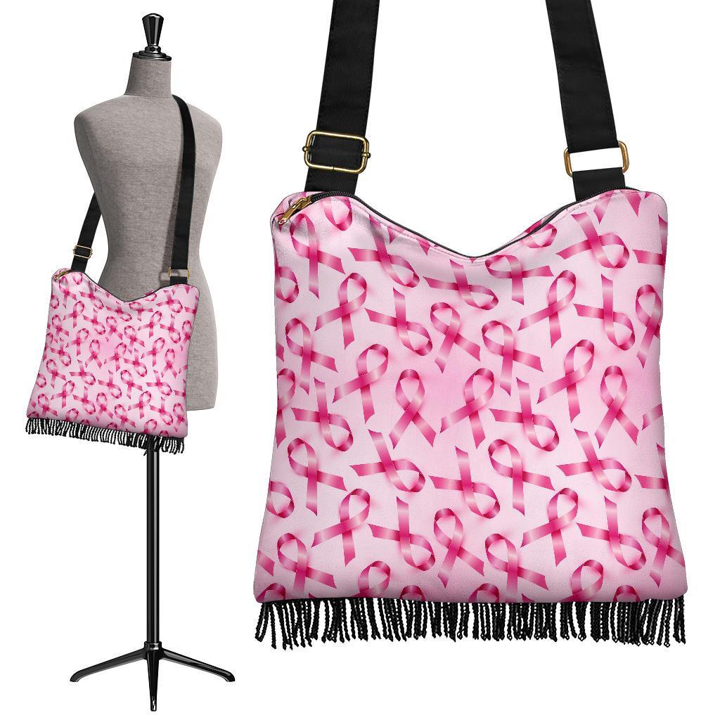 Pattern Print Pink Ribbon Breast Cancer Awareness Crossbody Bags-grizzshop