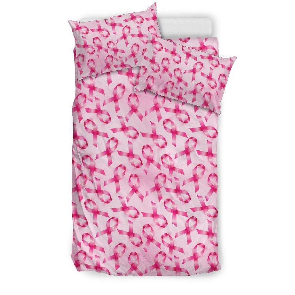 Pattern Print Pink Ribbon Breast Cancer Awareness Duvet Cover Bedding Set-grizzshop