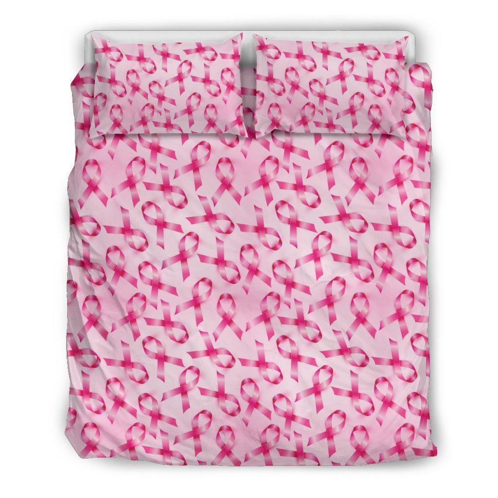 Pattern Print Pink Ribbon Breast Cancer Awareness Duvet Cover Bedding Set-grizzshop