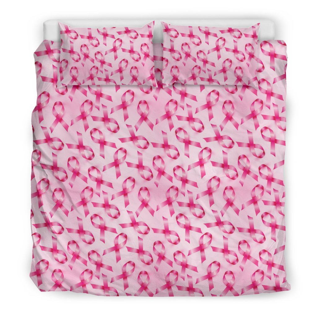 Pattern Print Pink Ribbon Breast Cancer Awareness Duvet Cover Bedding Set-grizzshop