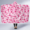 Pattern Print Pink Ribbon Breast Cancer Awareness Hooded Blanket-grizzshop