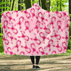 Pattern Print Pink Ribbon Breast Cancer Awareness Hooded Blanket-grizzshop