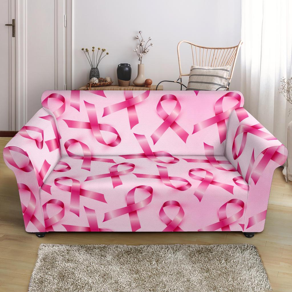 Pattern Print Pink Ribbon Breast Cancer Awareness Loveseat Cover-grizzshop