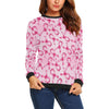 Pattern Print Pink Ribbon Breast Cancer Awareness Women Crewneck Sweatshirt-grizzshop