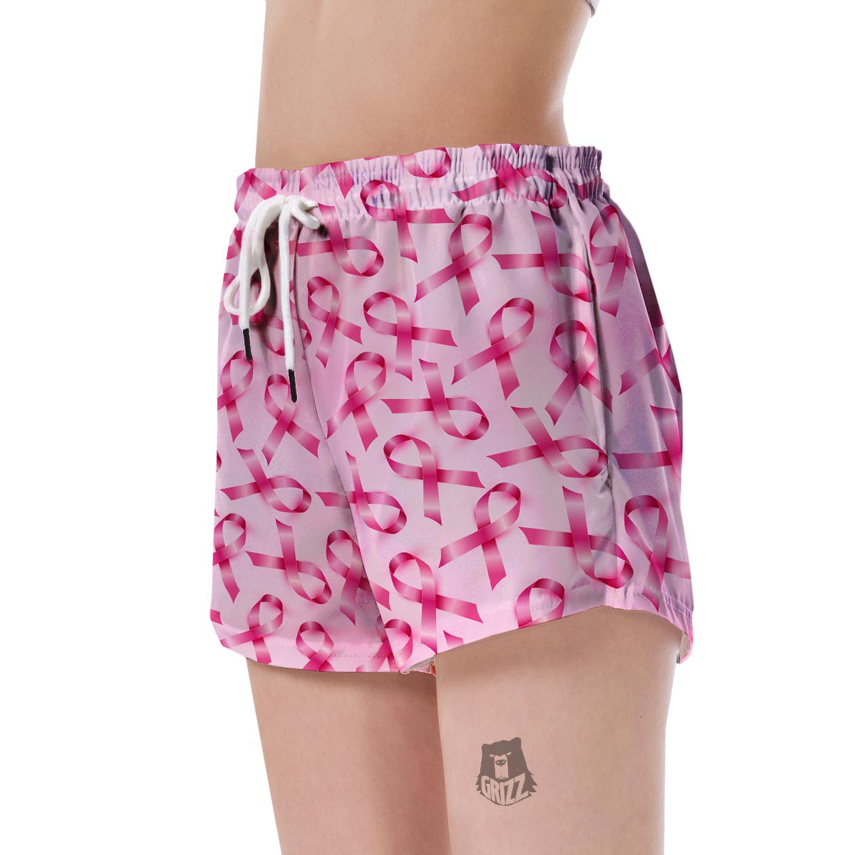 Pattern Print Pink Ribbon Breast Cancer Awareness Women's Shorts-grizzshop