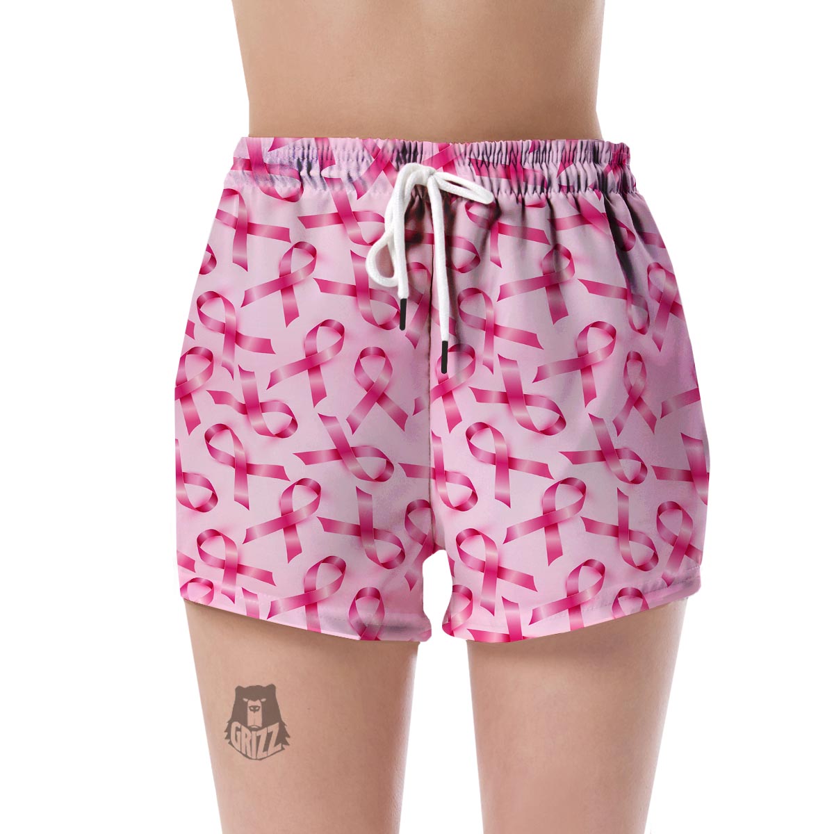 Pattern Print Pink Ribbon Breast Cancer Awareness Women's Shorts-grizzshop