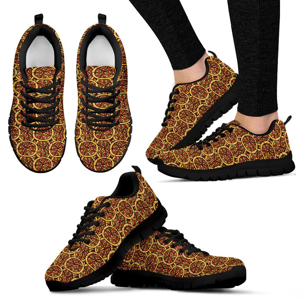 Pattern Print Pizza Black Sneaker Shoes For Men Women-grizzshop