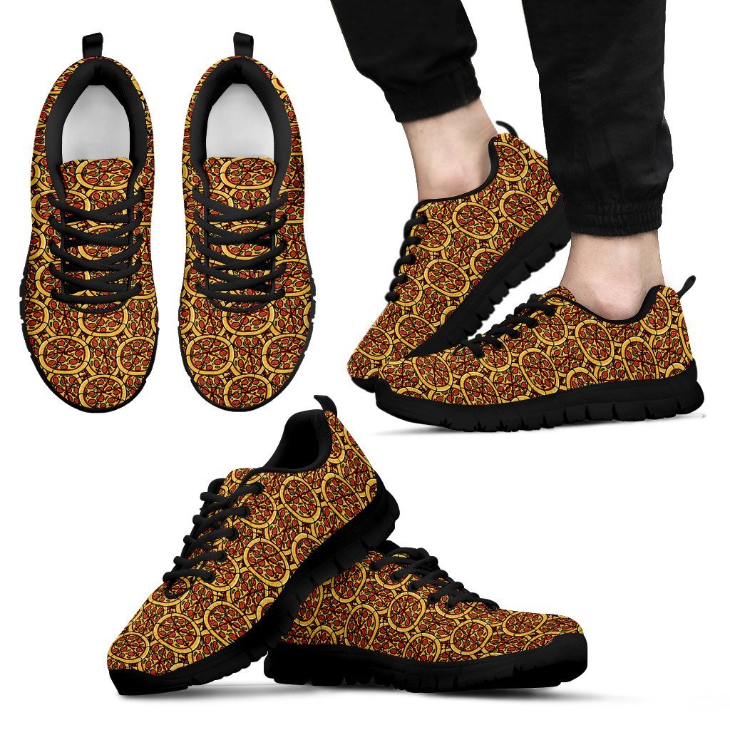 Pattern Print Pizza Black Sneaker Shoes For Men Women-grizzshop
