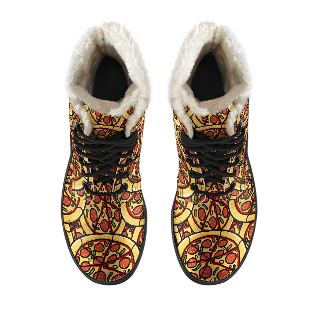 Pattern Print Pizza Comfy Winter Boots-grizzshop