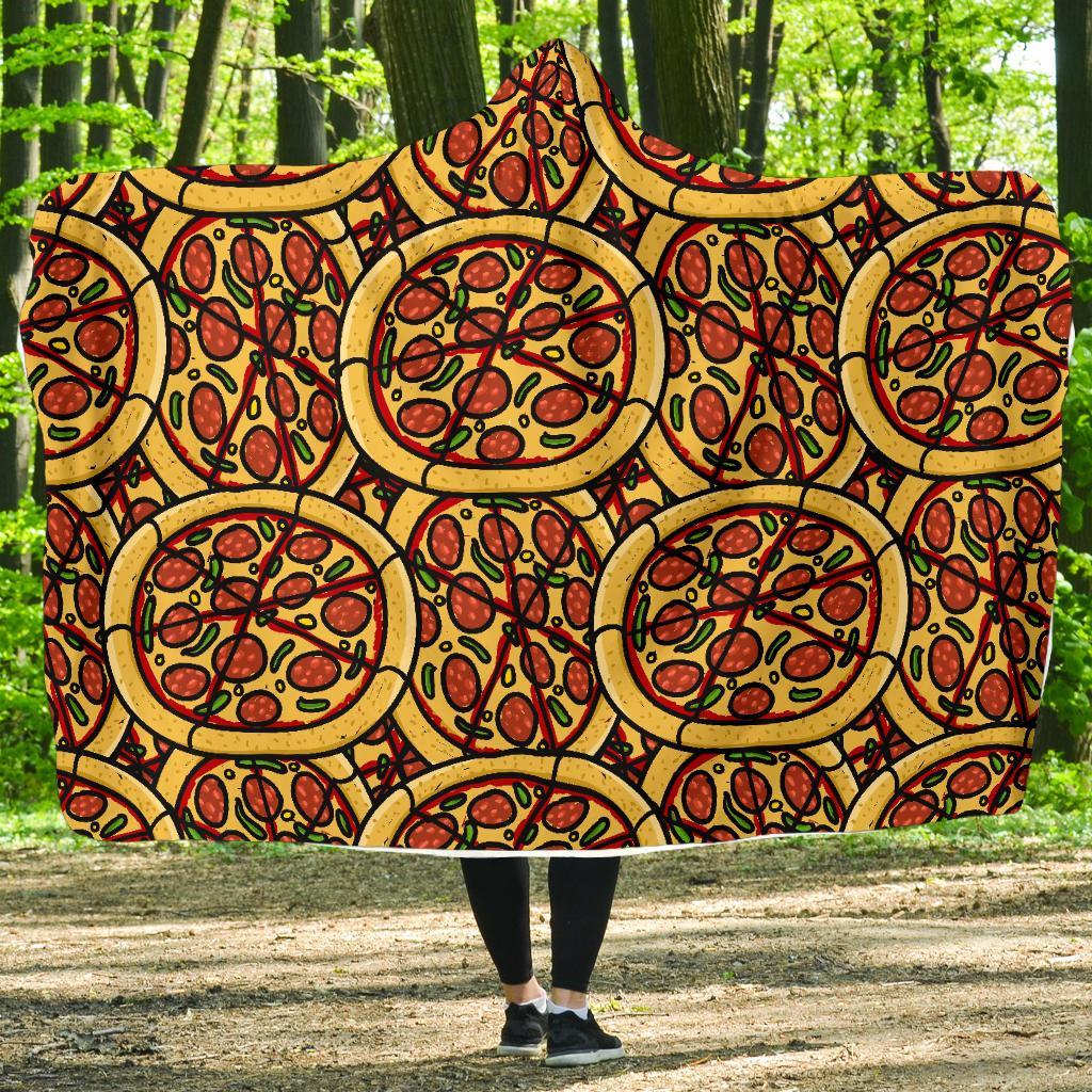 Pattern Print Pizza Hooded Blanket-grizzshop