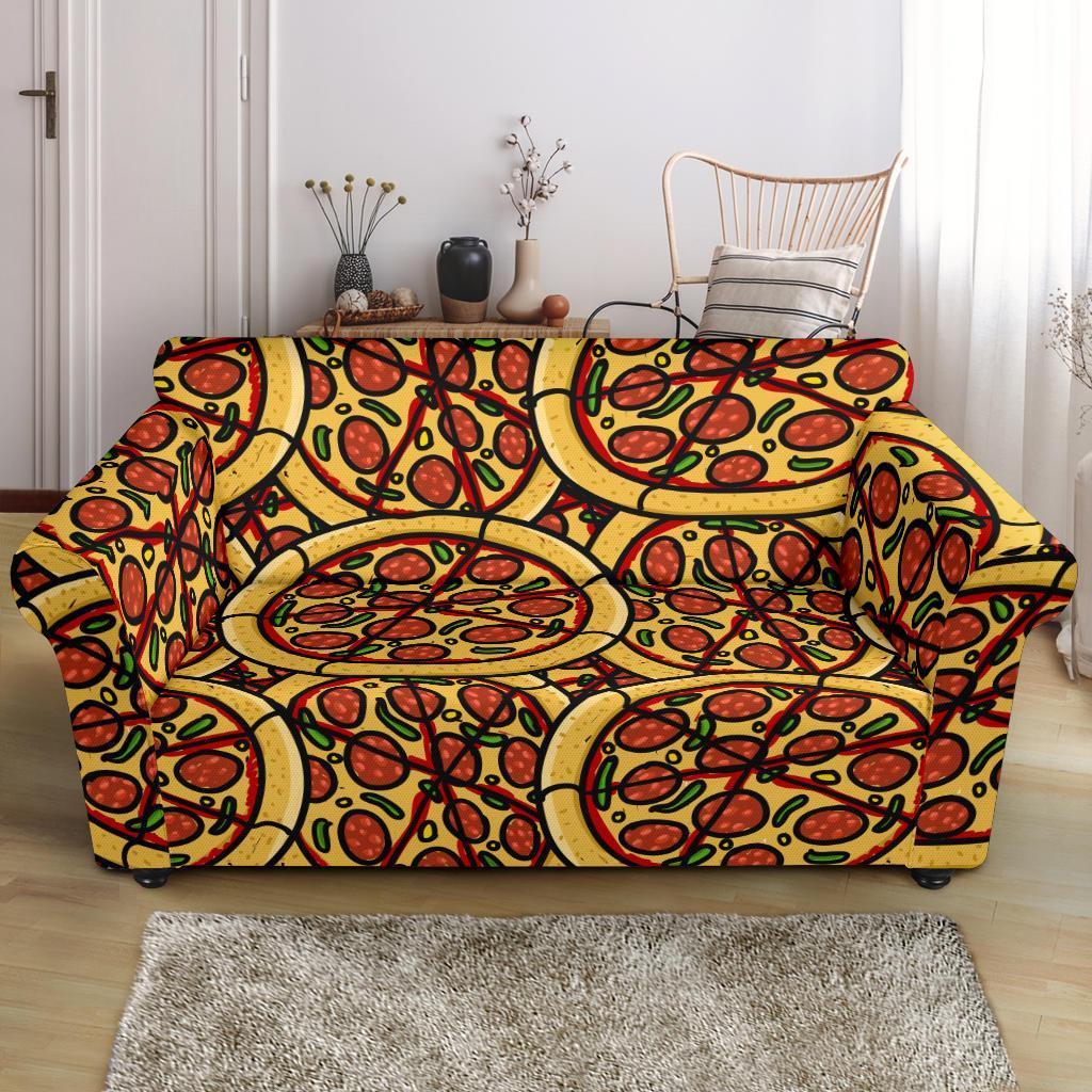 Pattern Print Pizza Loveseat Cover-grizzshop