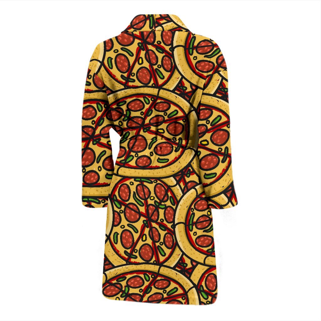 Pattern Print Pizza Men Long Robe-grizzshop