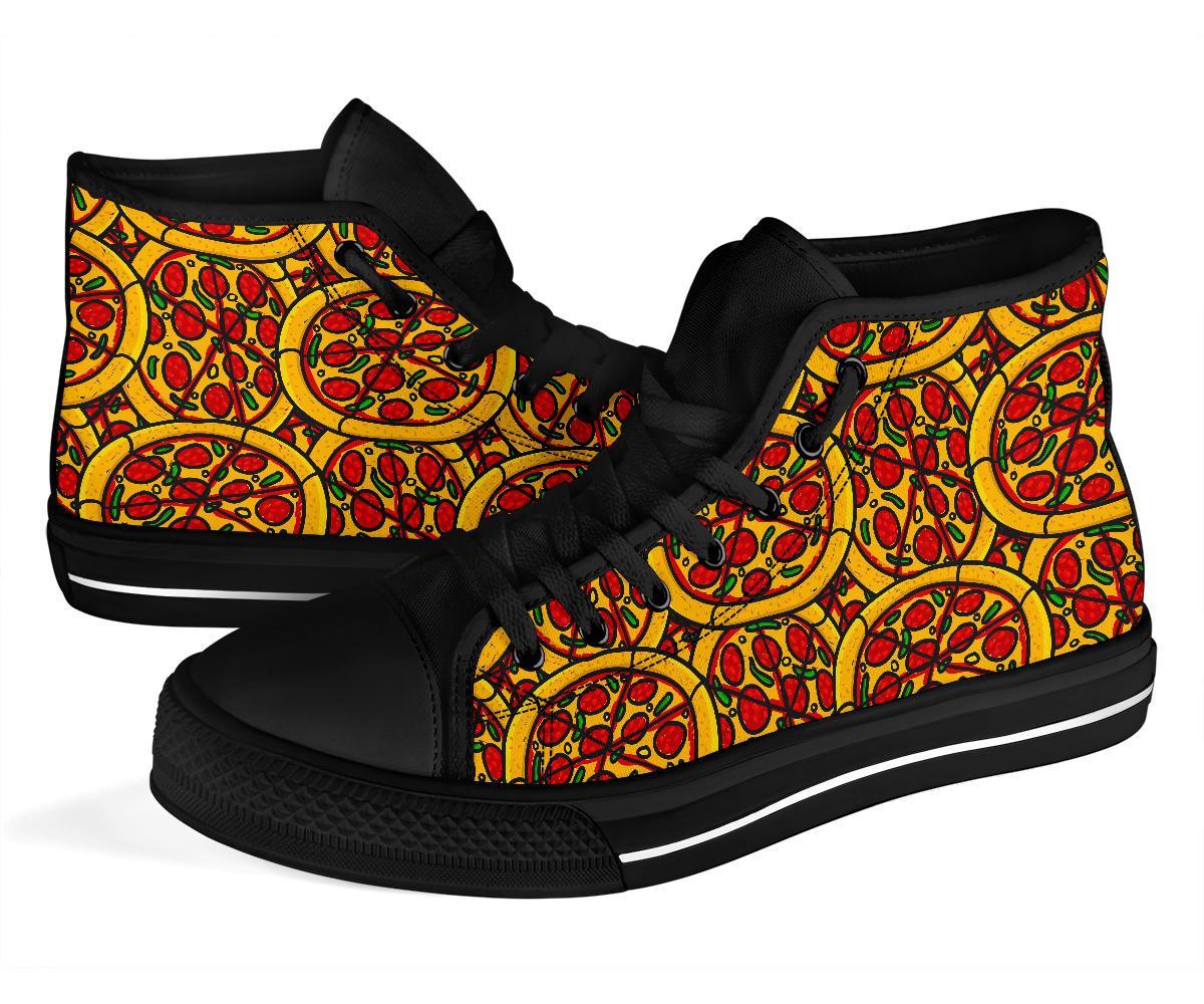 Pattern Print Pizza Men Women's High Top Shoes-grizzshop