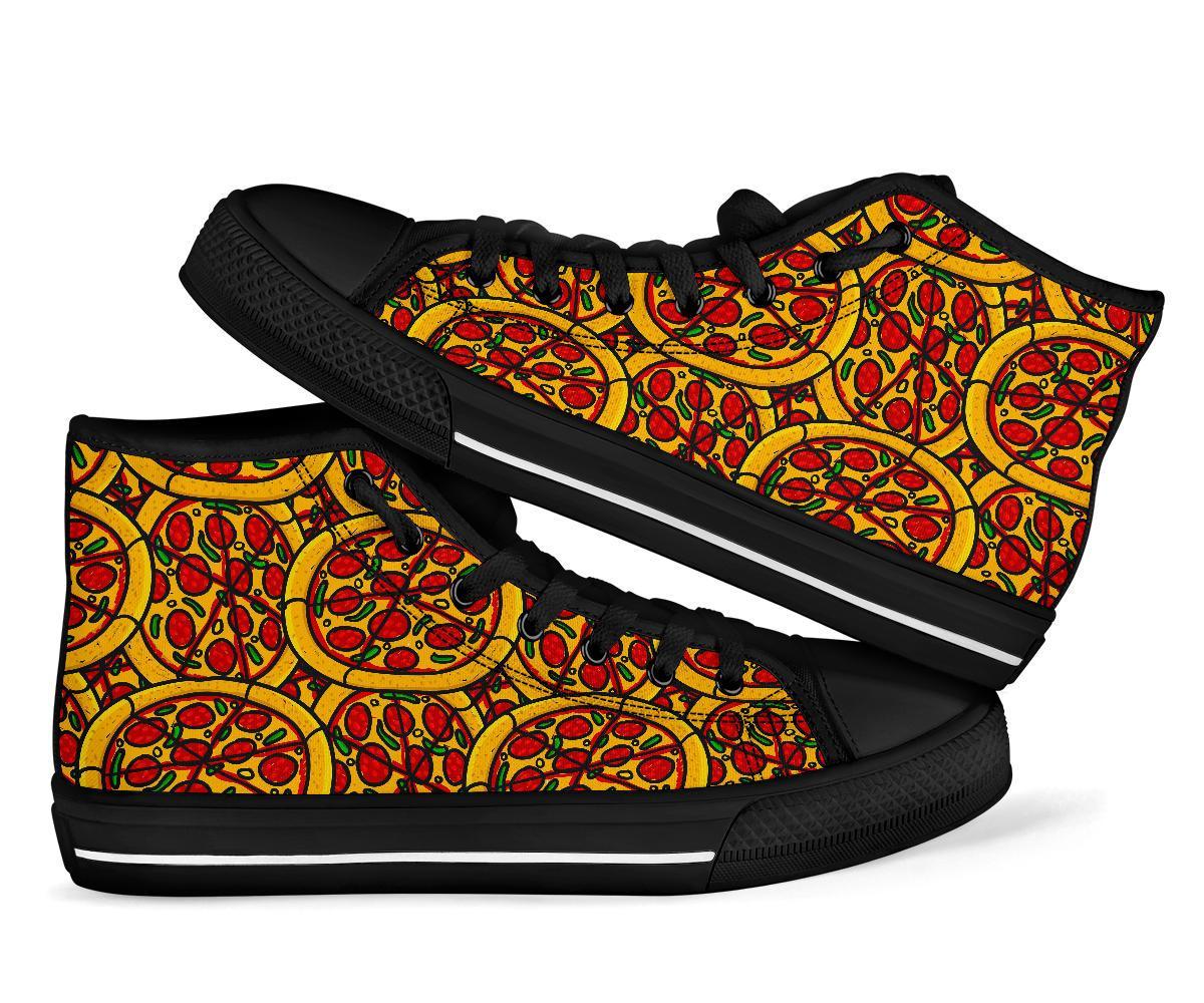 Pattern Print Pizza Men Women's High Top Shoes-grizzshop