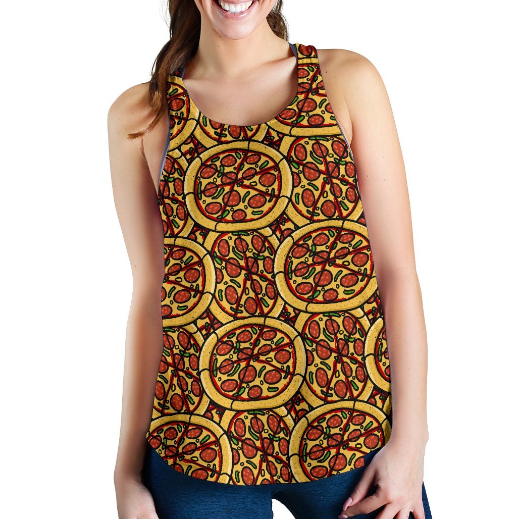 Pattern Print Pizza Women's Racerback Tank Tops-grizzshop