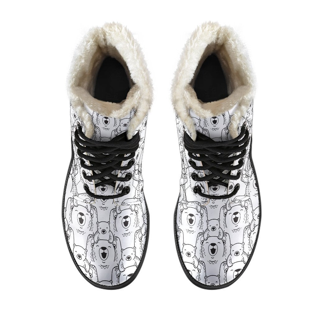 Pattern Print Polar Bear Comfy Winter Boots-grizzshop