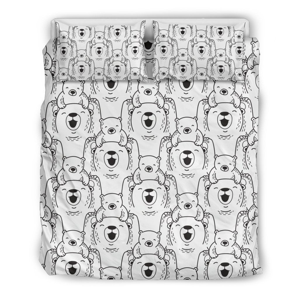 Pattern Print Polar Bear Duvet Cover Bedding Set-grizzshop