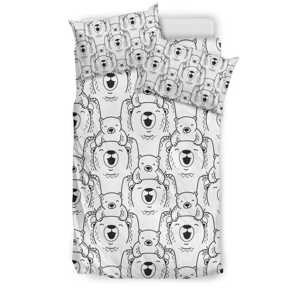 Pattern Print Polar Bear Duvet Cover Bedding Set-grizzshop