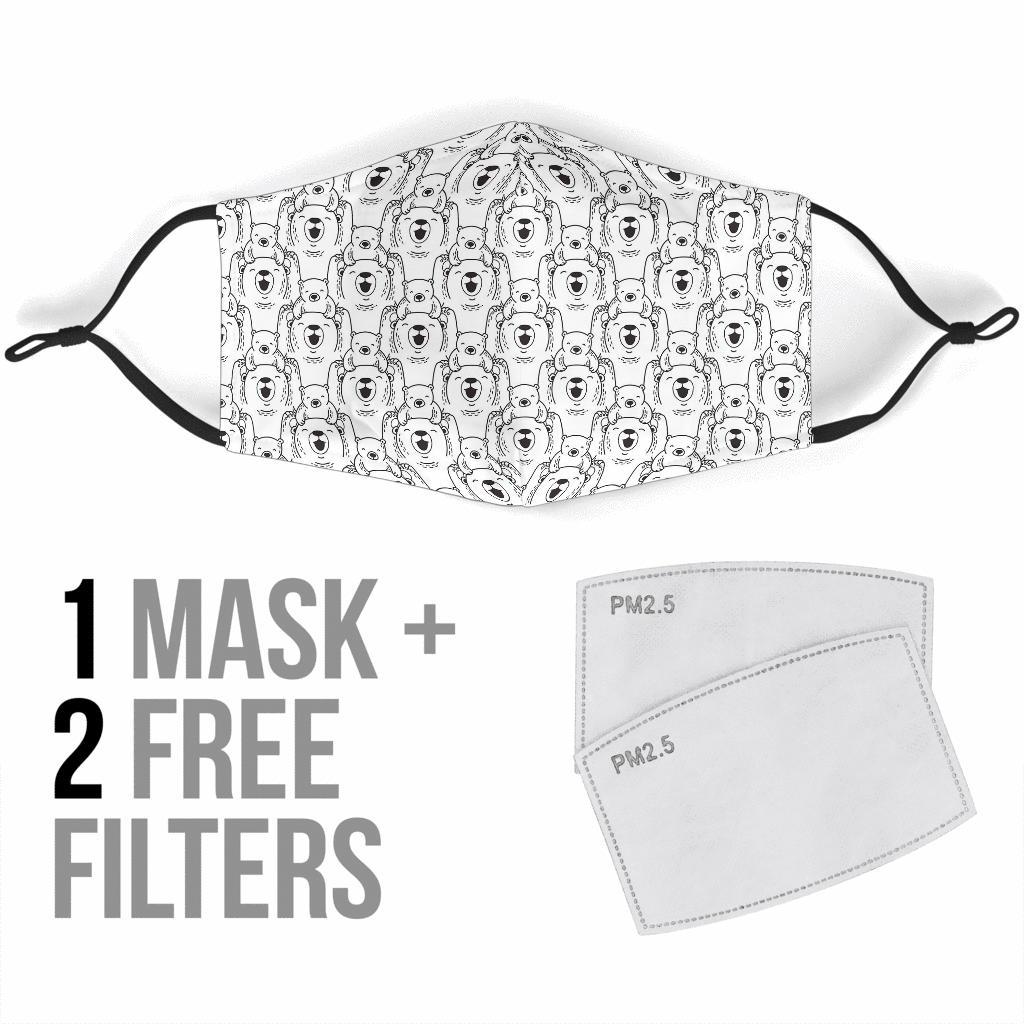 Pattern Print Polar Bear Face Mask-grizzshop