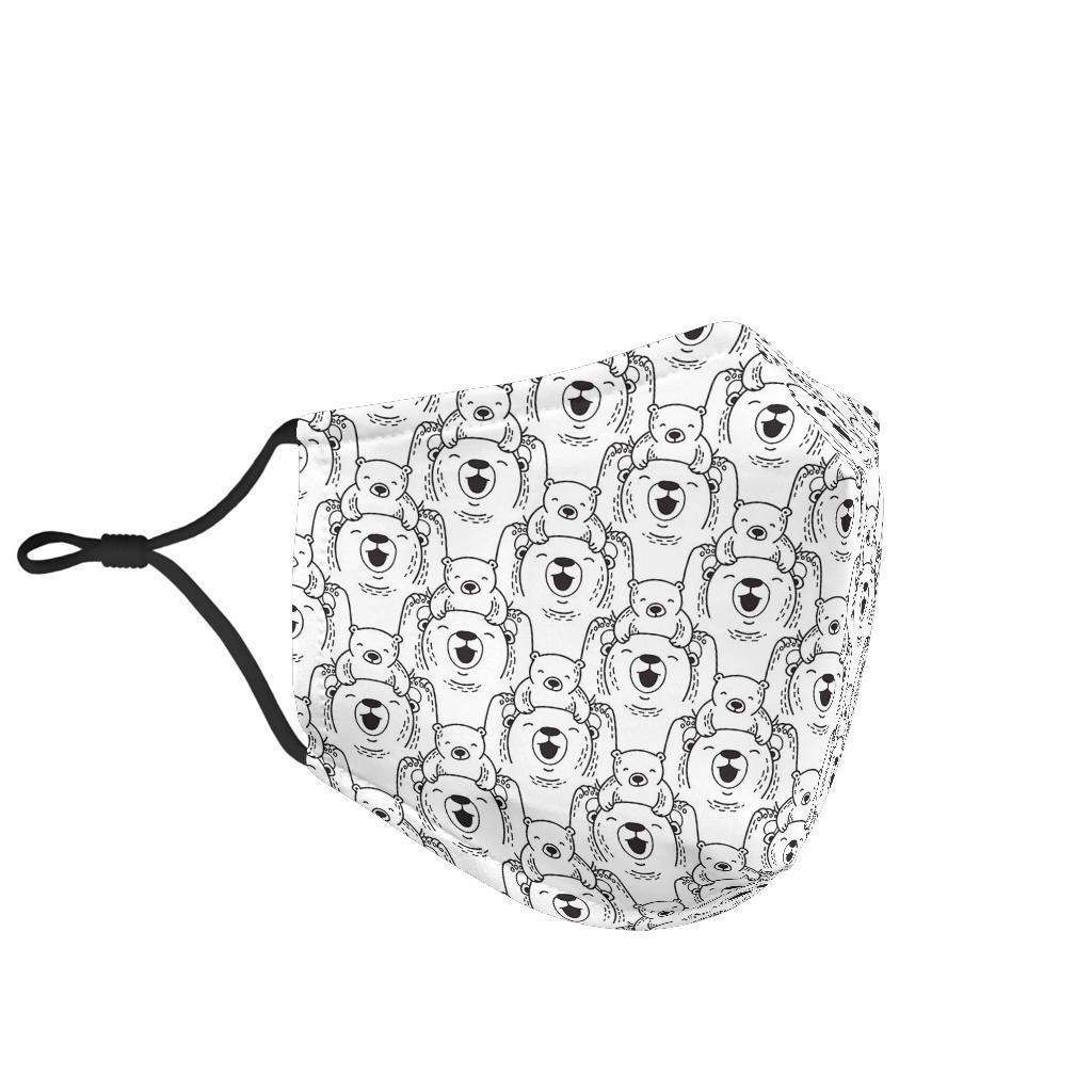 Pattern Print Polar Bear Face Mask-grizzshop