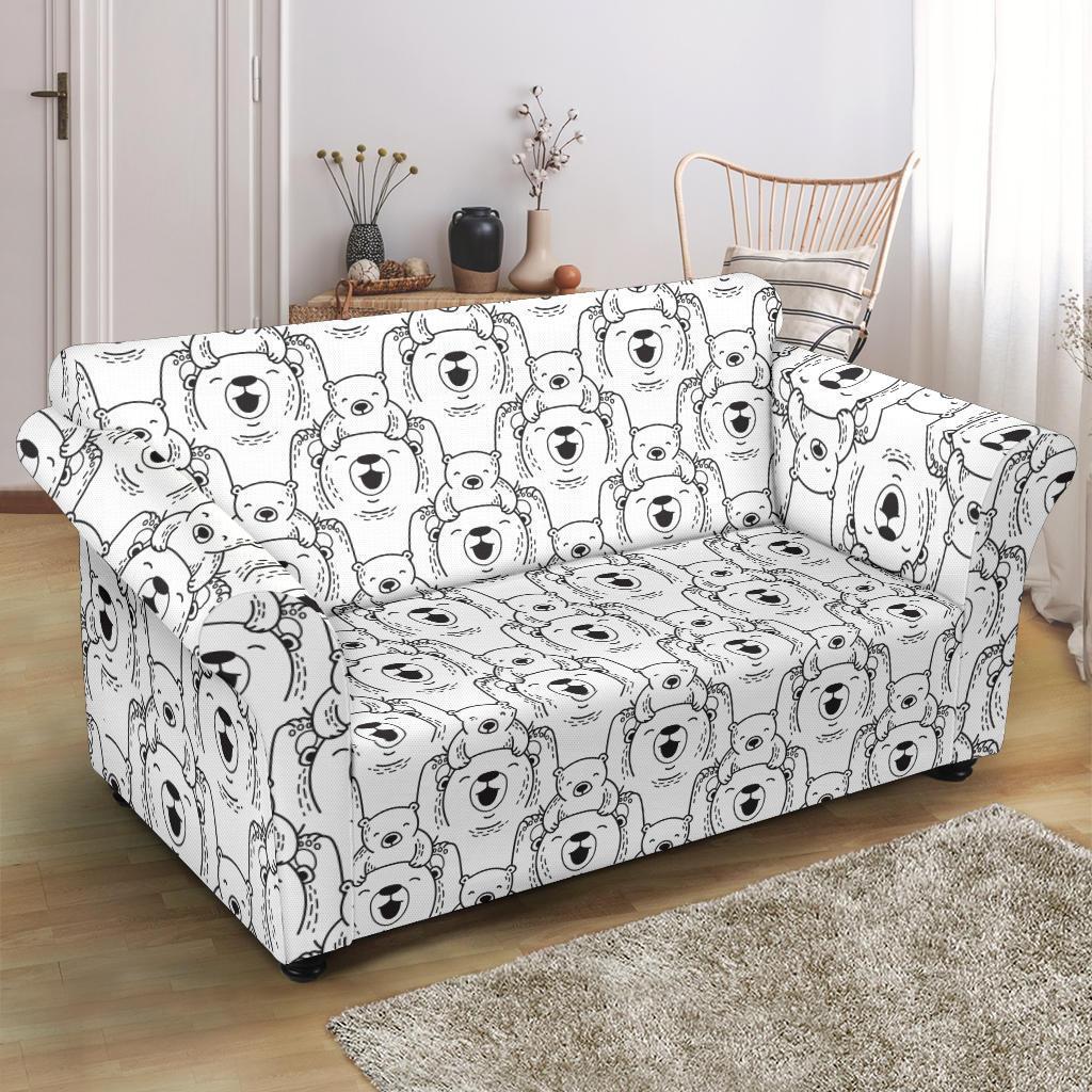 Pattern Print Polar Bear Loveseat Cover-grizzshop