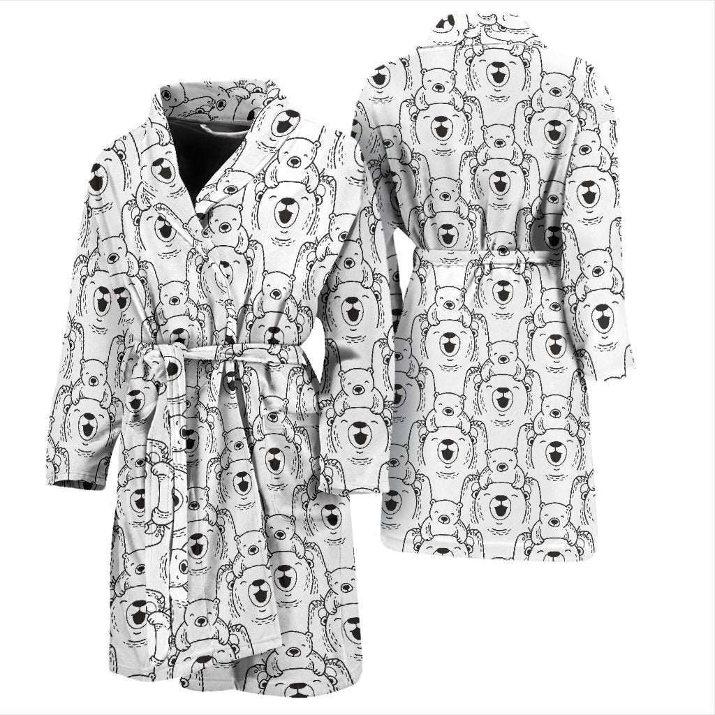 Pattern Print Polar Bear Men Long Robe-grizzshop