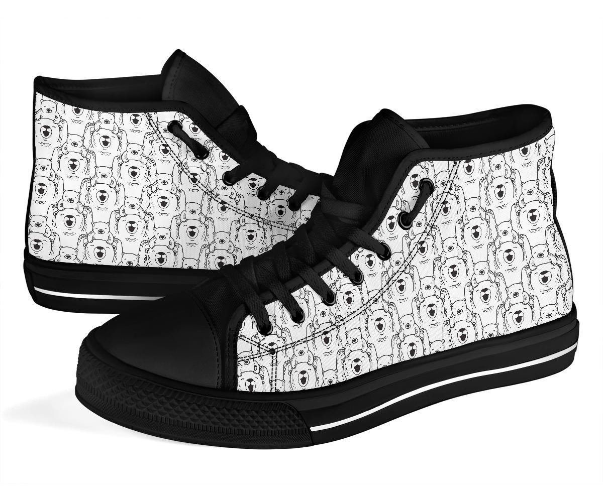 Pattern Print Polar Bear Men Women's High Top Shoes-grizzshop