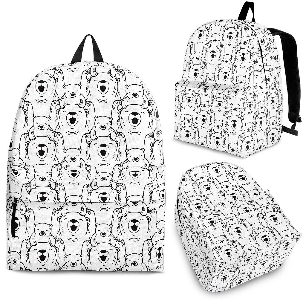 Pattern Print Polar Bear Premium Backpack-grizzshop