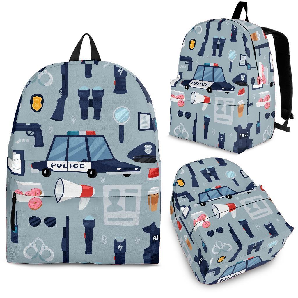 Pattern Print Police Backpack-grizzshop